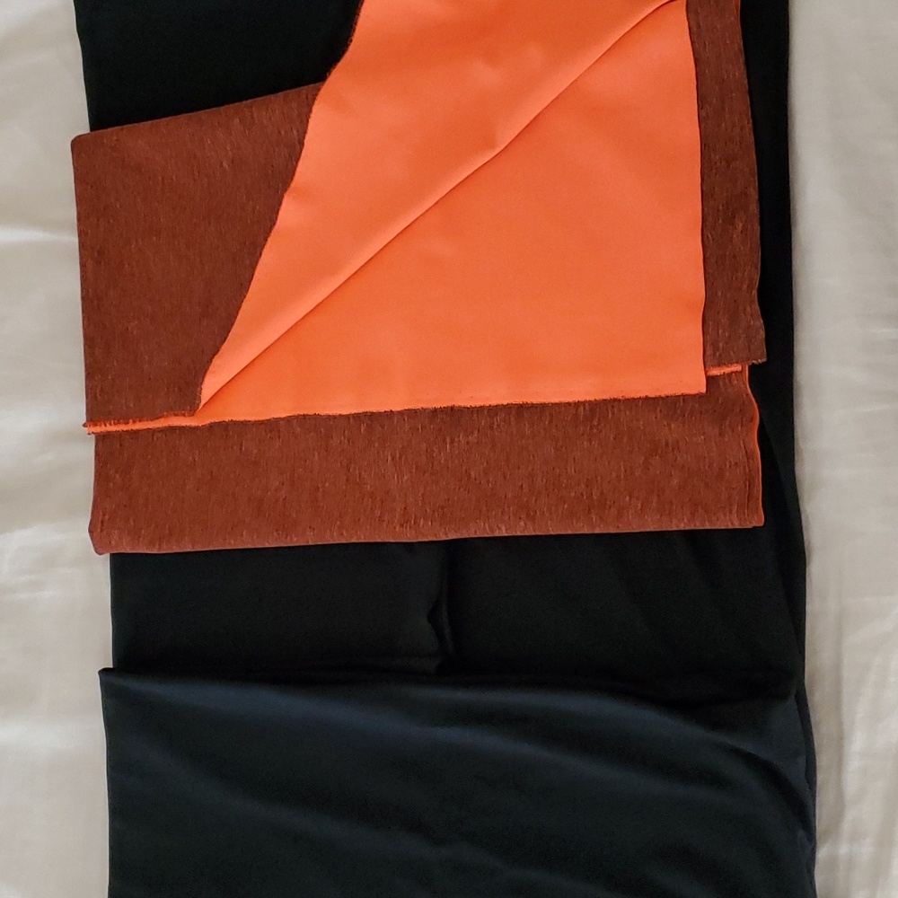 NWOTSpandex Fabric- 2 Yds Black cotton spandex plus 1.5 yds orange/black spandex